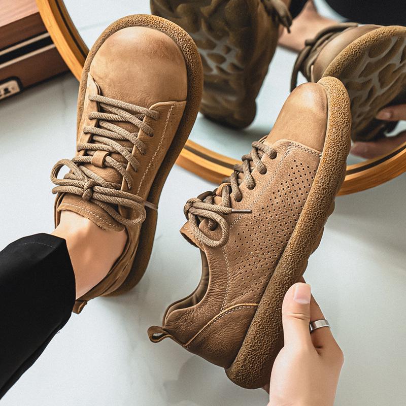Men's Top Grain Leather Casual Shoes - 2025 Summer Edition, Big Toe Genuine Leather, Breathable Non-slip Soft Sole.