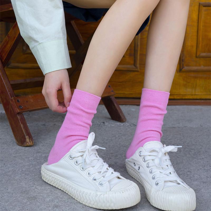 Women's Korean Style Cotton Ruffle Socks - Pastel Mid-Calf Summer Fashion