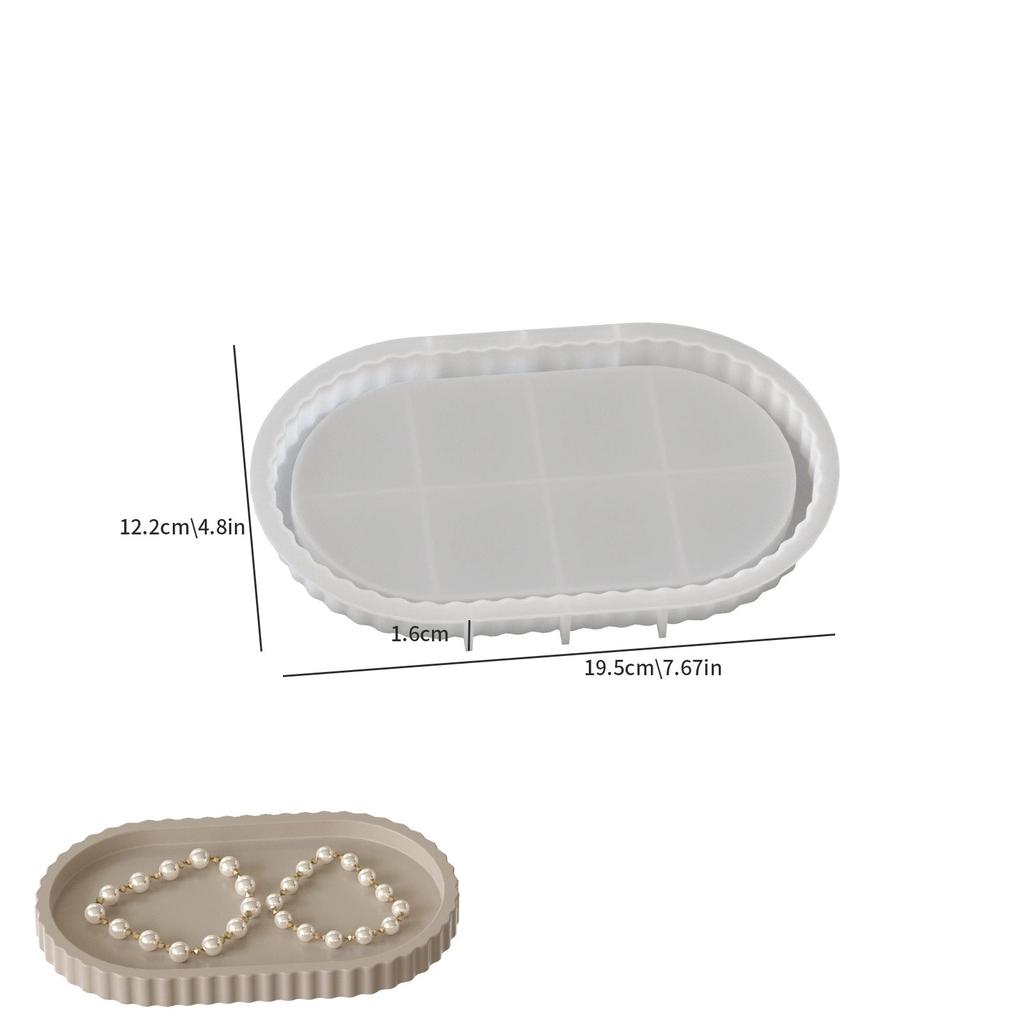 Oval Tray Silicone Molds Epoxy Resin Trinket Container Concrete Jewelry Plate Candle Holder Rolling Tray Molds for Craft