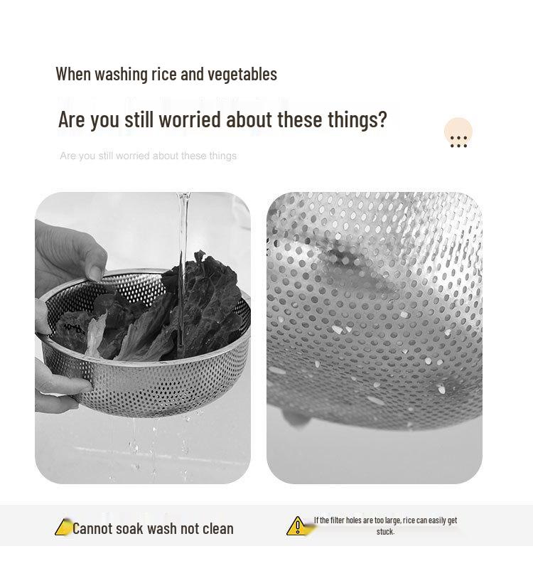 Multilayer Stainless Steel Rice and Vegetable Washing Colander Basket