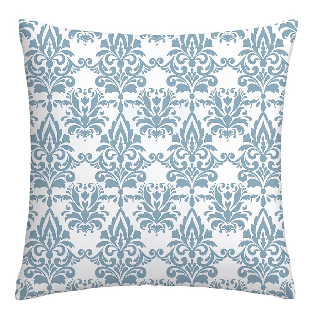 Federa cuscino geometrica lino blu lago bianco fodera cuscino divano decorazione casa può essere personalizzata per te 40x40 45x45 50x50 60x60