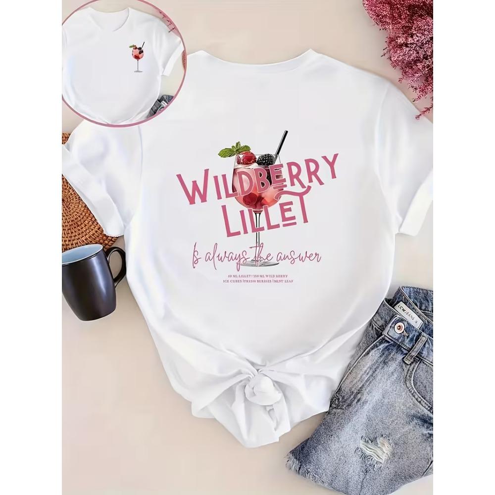 Letter Print T-Shirt Unisex Casual Crew Neck Tee Coffee Cup Graphic Soft Comfortable Shirt for Summer