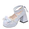2025 Spring and Autumn New Thick-soled Korean Soft Girl Sweet Lolita Jk Single Shoes Bow High-heeled Mary Jane Shoes Women