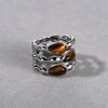 Maillard Retro Three-Dimensional Natural Tiger'S Eye Stone Light Luxury High-End Open Ring Fashion Personality Ring Woman