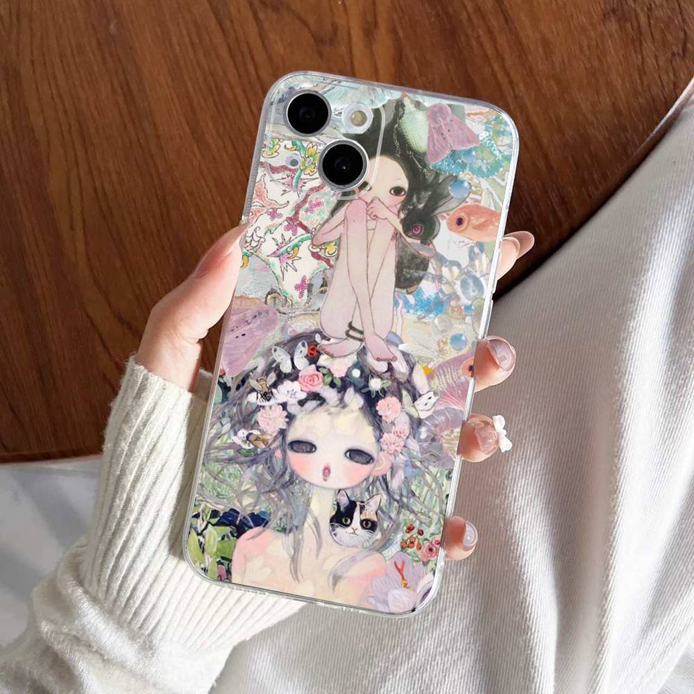 Aya Takano paintings Phone Case For iPhone 17 15 14 13 11 12 16 Pro Max Plus Mini Transparent Silicone Soft Funda