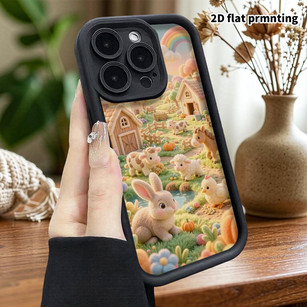 Phone Case: 2D Flat, Suitable for iPhone 18 17 16 15 14 13 12Pro Protective Case, Rainbow Farm, Perfect Christmas and Halloween Holiday Gift
