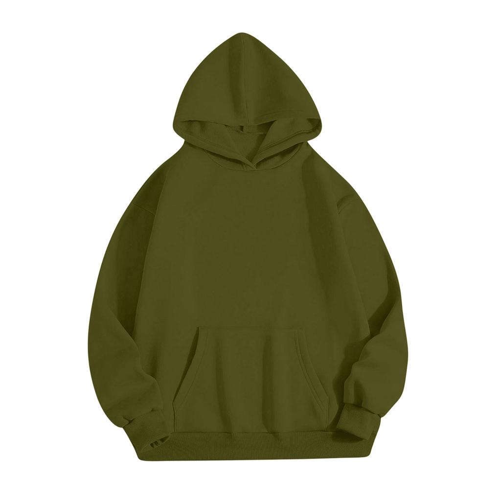 Women's Fashionable Relaxed-Fit Hooded Sweatshirt With Pockets And Fleece-Lined Trousers Set