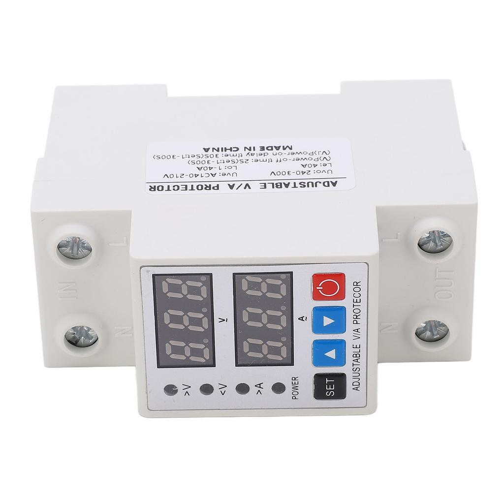 Over Under Voltage Protective Device Adjusting Dual Display Overcurrent Overload Arrester 40A 240V‑300V