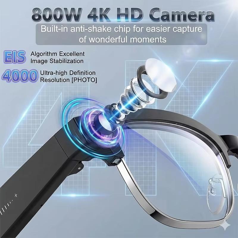 2026 AI Smart Glasses WIFI 8MP HD Camera ChatGPT Object Recognition Via Photo Language Translation Bluetooth Calling 3D Music Playback Smart Glasses