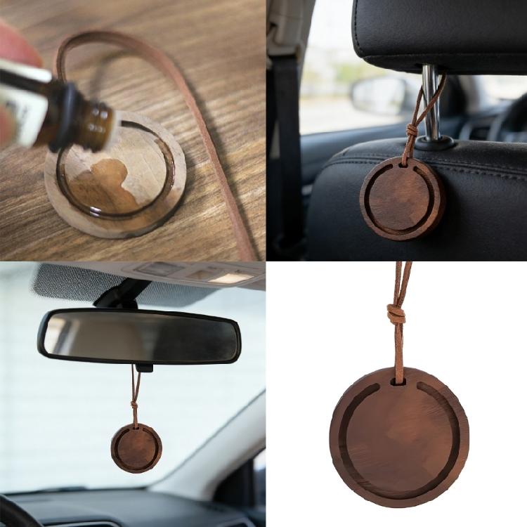 2 Round Wooden Automotive Air Fresheners Firm Wax Or Walnut For Sophisticated Look