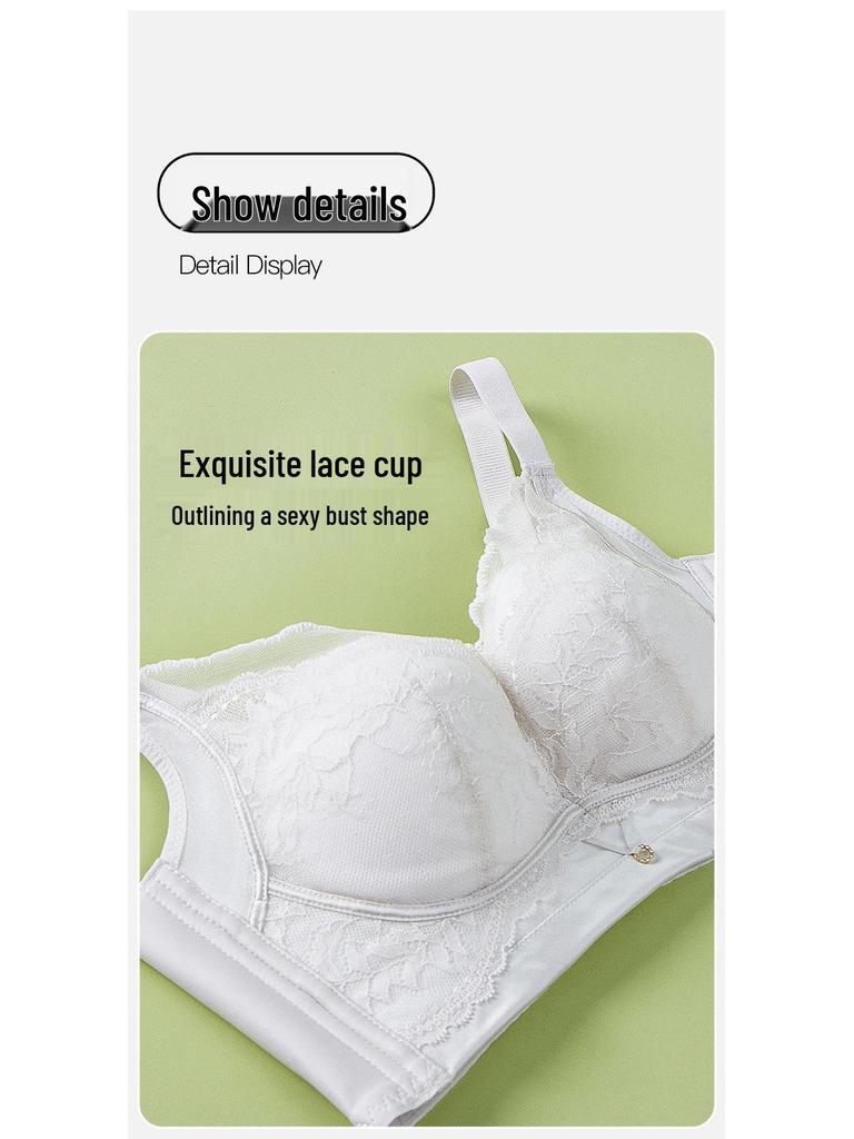 Women's Lace Push-Up Wireless Bra: Medium Thick, Anti-Sagging, Adjustable Support