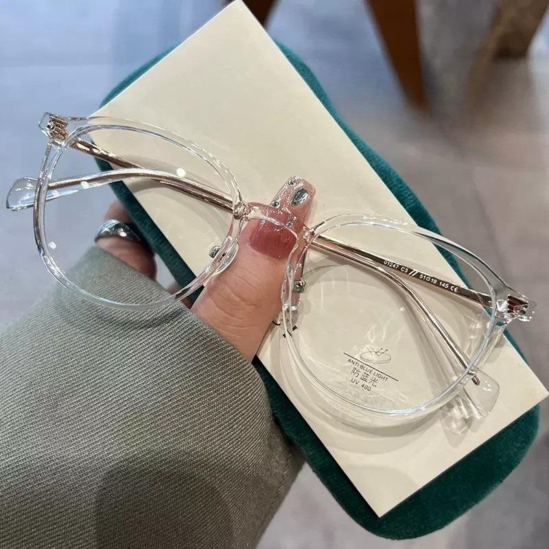 Anti Blue Light Glasses Luxury Frame Female Korean Style Big Face Round Face Plain Net Red Glasses Flat