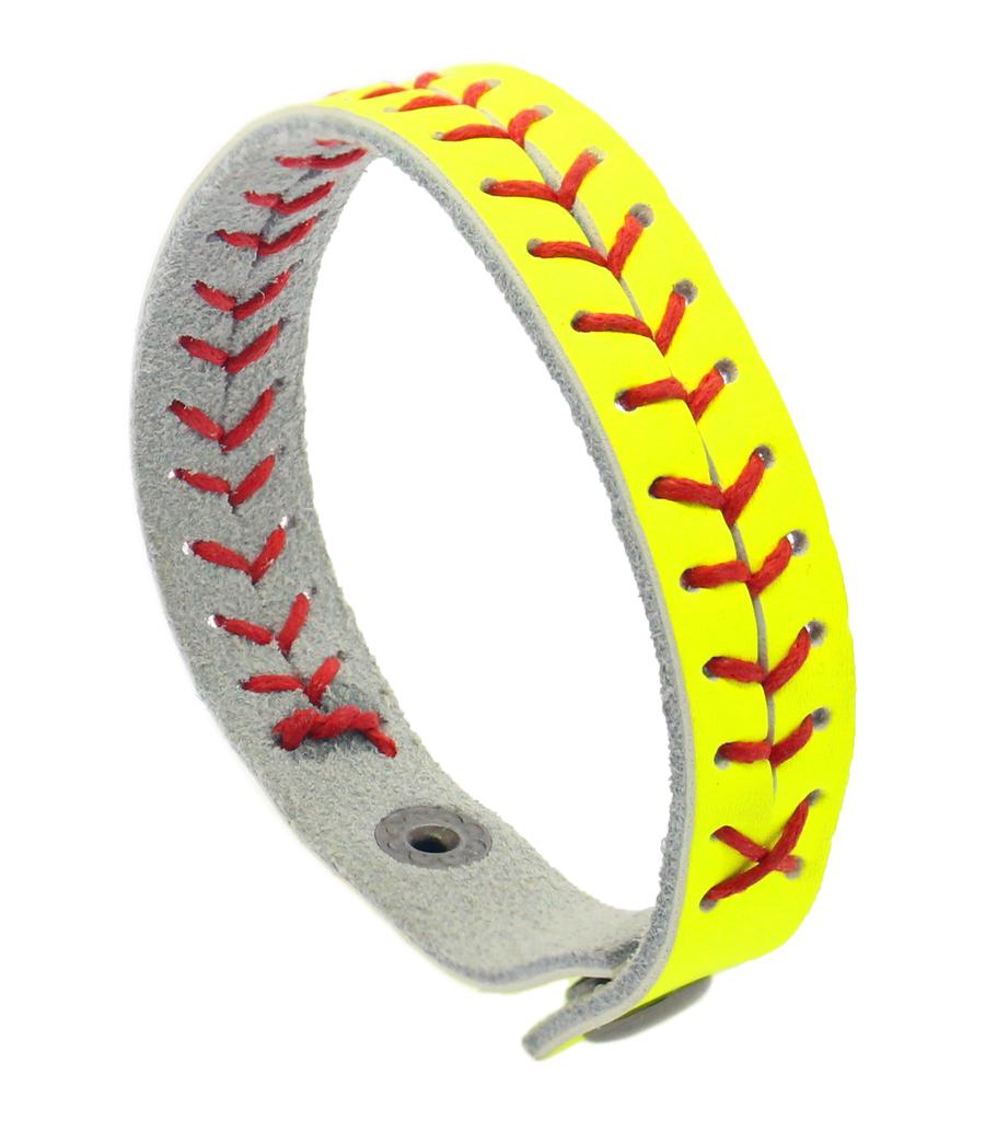 12 Colors in Stock Red Arrow Leather Softball Bracelet for Women