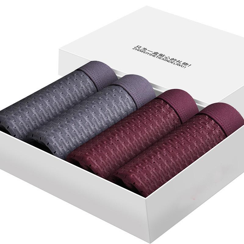 4pcs Men's Underwear Ice Silk Flat Corner Pants Sexy Loose Cool Mesh Square Corner Shorts