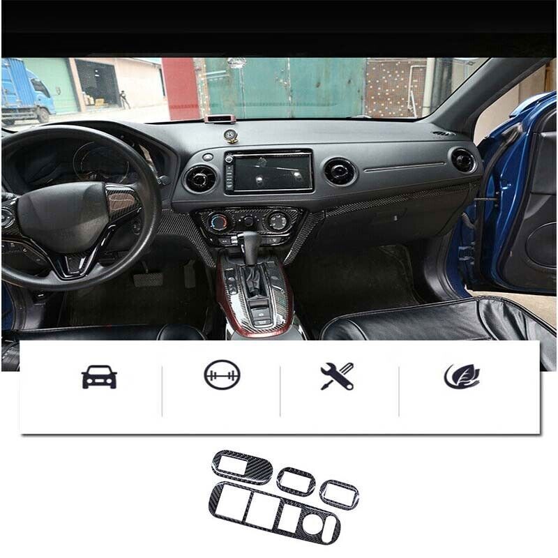 Real Carbon Fiber Window Lift Cover Trim Panel Switch For Honda HR-V Vezel 16-22