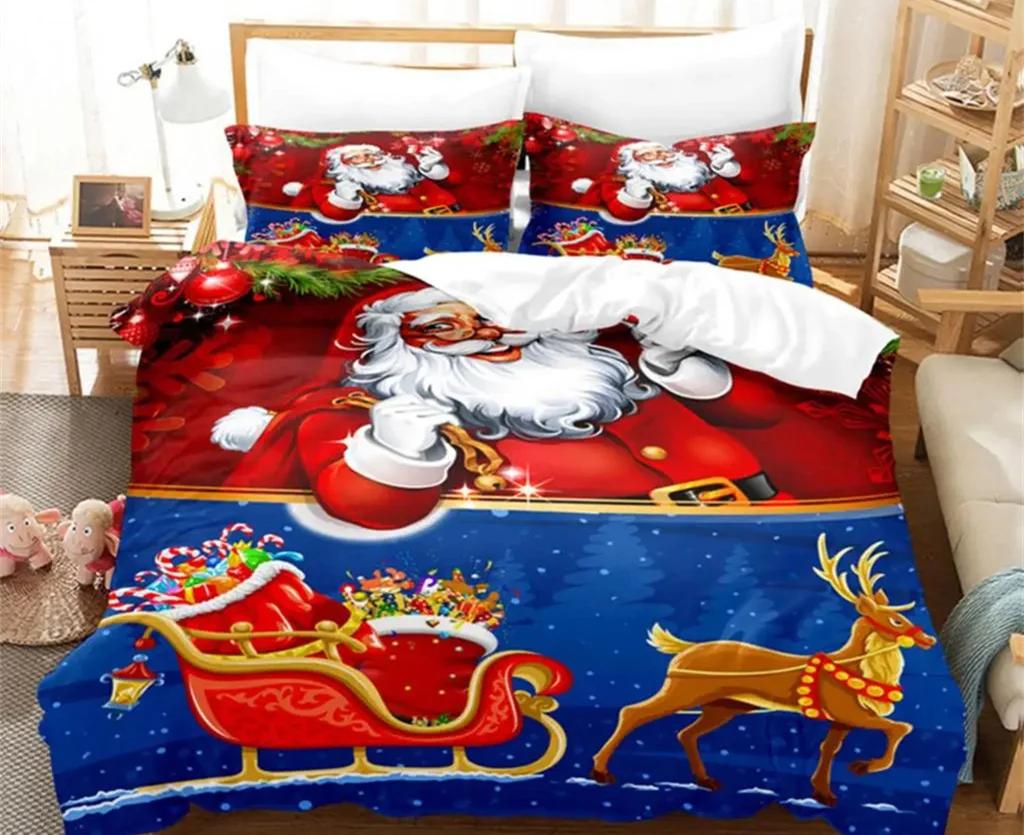 Christmas Quilt Cover Bedding Set Duvet Comforter Pillow Case Twin Queen King Double Full Single 3Pcs Bedroom Decor Women Gift