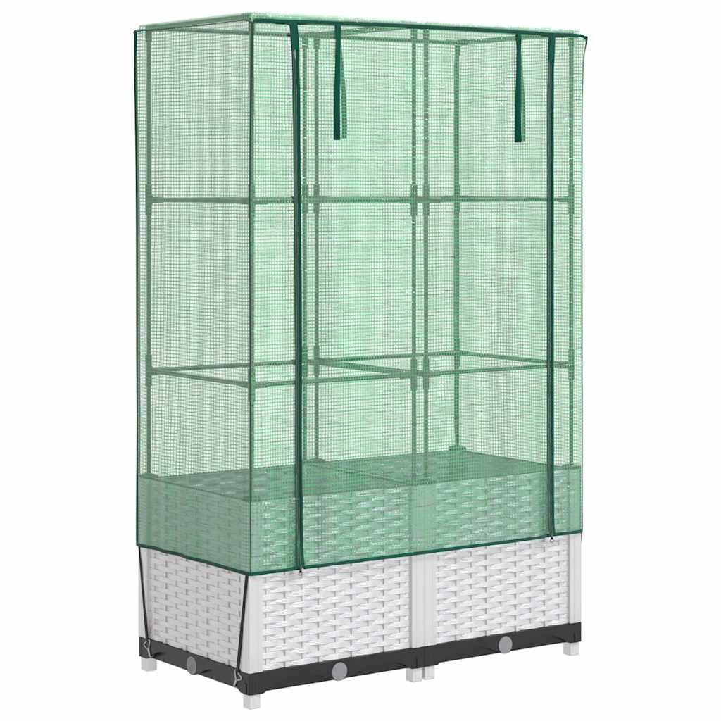 Vidaxl Raised Planter with Greenhouse, Rattan Look, 80X40X138 Cm