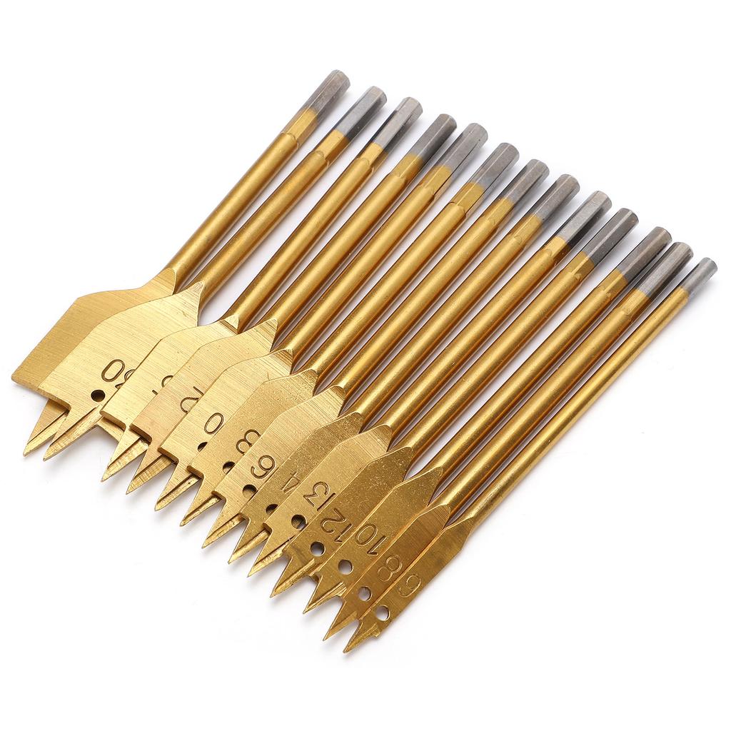 13pcs High Carbon Steel Paddle Flat Bits 1Celsius4in Hex Shank Wood Hole Cutter