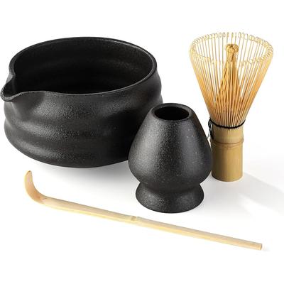 Kyoto Ceramics Matcha Bowl Set with Whisk Holder, Scoop, and Whisk for Tea Ceremony