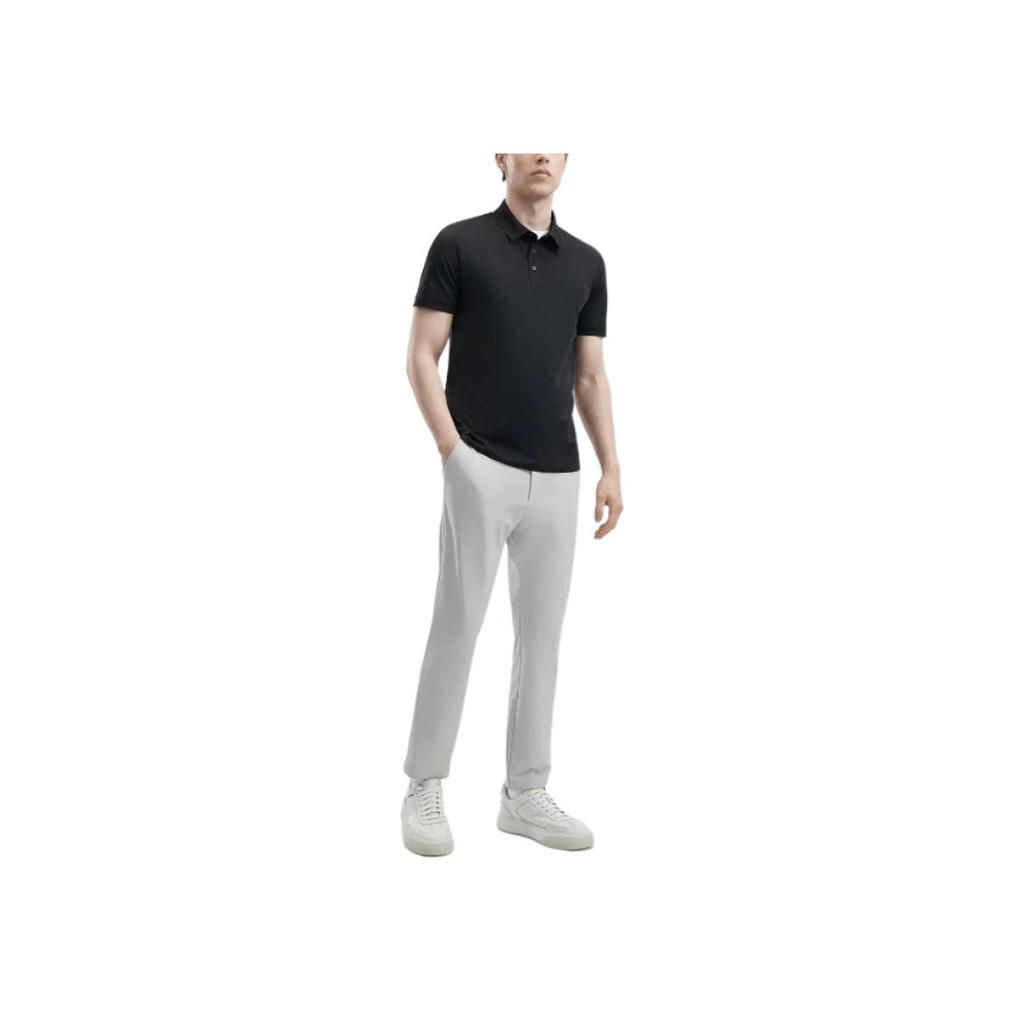 Fila Solid Color Fitted Short Sleeve Polo Shirt Men Tops Black F11M422114F-BK