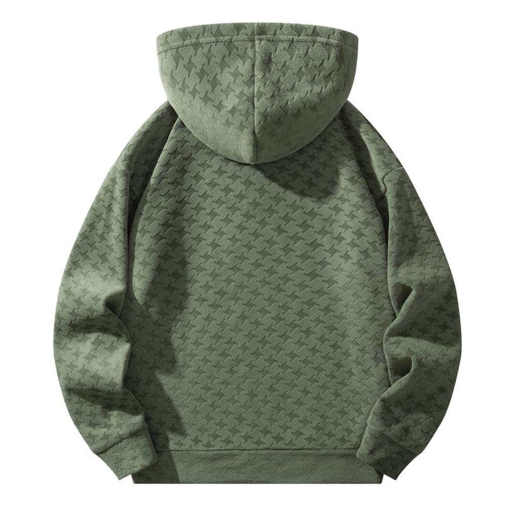 Men's  Fashion  Trendy Half Zipper  Hooded Hood  Pullover  Thickened  Fleece  Texture  Hoodie