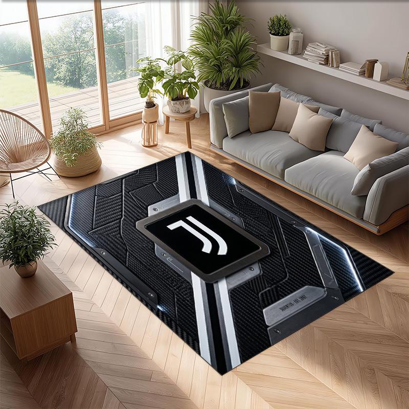 Juventus FC bedruckter Flanell-Teppich rutschfest weicher Polyester-Bodenbelag Indoor-Dekormatte für Schlafzimmer Wohnzimmer Sofa