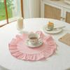 1/2Pcs Kitchen Placemat Square Round Washed Cotton Table Mats with Pleated Edges Heat Resistant Dining Home Kitchen Party Placemats