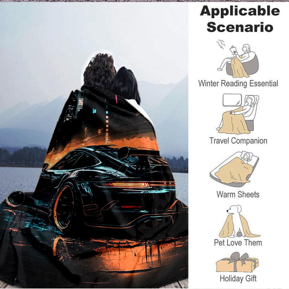 1Pc Night City Blanket Soft And Comfortable Casual Warm Camping Travel Christmas Halloween Xmas Gift M928341