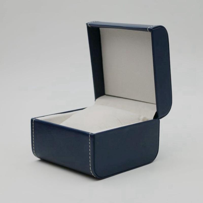 Rounded Corner PU Leather Single Watch Storage Box with Threaded Flip Cover