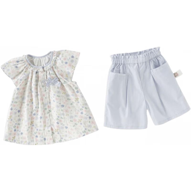 DAVE  BELLA Girls  Summer Antibacterial Quick-Dry Top  Capri Set 130