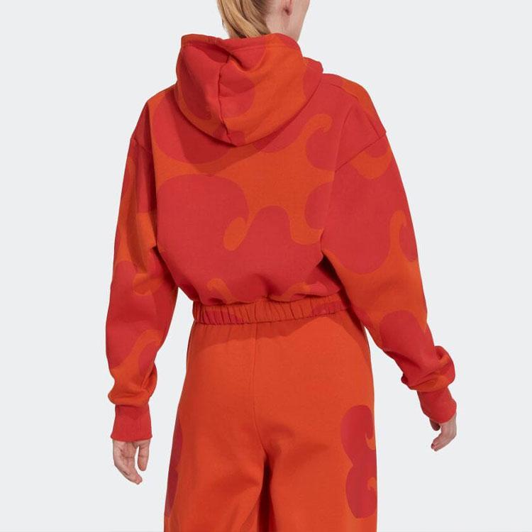 Adidas X Marimekko Patterned Hoodie With Drawstrings Women Hoodie Orange HJ7306