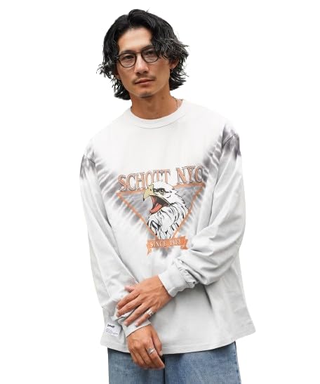 Schott Tie-Dye Eagle LS T-Shirt, Men s Tie-Dye Eagle Long Sleeve Tee, Size Small, 410, Charcoal, 782-4230011