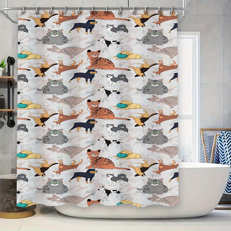 

Charming Floral Shower Curtain Bright Colors Various Patterns For Bathrooms Decor Easy Installation Durable Fabric W60H190(CM)-1 Pcs