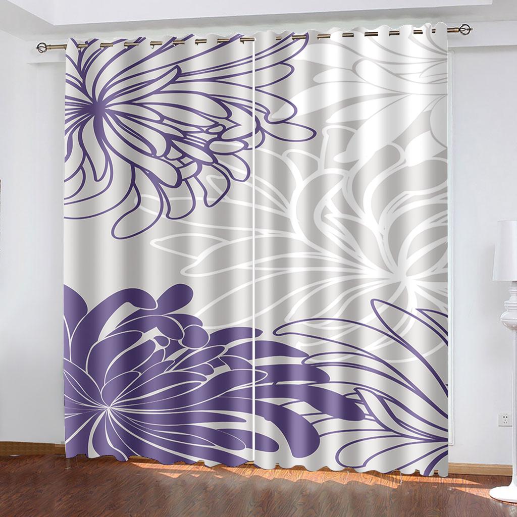 

Цветочный растительный принт Тканые шторы для спальни Затемняющие шторы Две отдельные шторы слева и справа 132cmx160cm