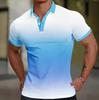 3D-gedrucktes Polohemd mit Farbverlauf Farbe Farbmuster Kurzarm Outdoor Sommer Straße Kragen T-Shirt Knöpfe