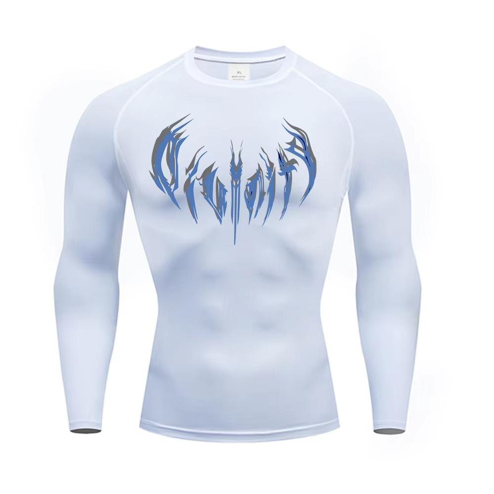 Trendy Y2K Print Compression Shirt Men's Running T-Shirt Gym Sports Quick-Drying Shirt Outdoor Cycling Jogging Training Top 848