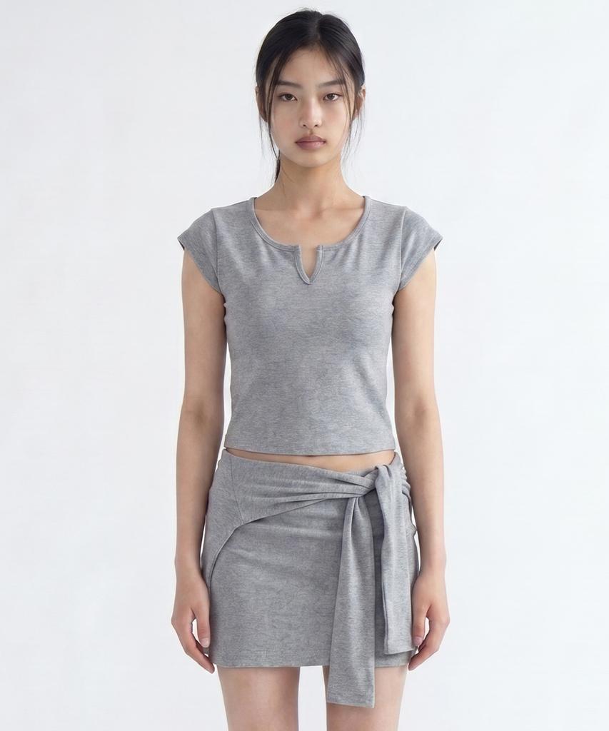 Jemjempaladi Bonnie Crop Top Melange Grey