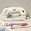 Mjuk Blå Hund Pennskrin Med Stor Kapacitet För Flickor Och Förvaring Av Kontorsmaterial