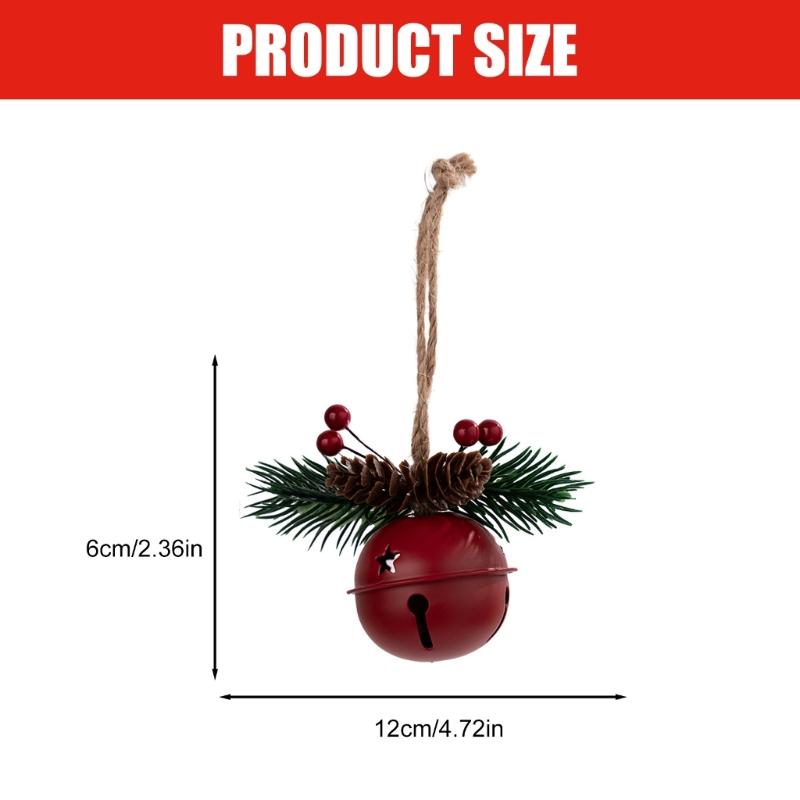 5PCS Metal Bells Hanging Decorations for Christmas Tree Door Window Indoor and Outdoor Holiday Ornaments