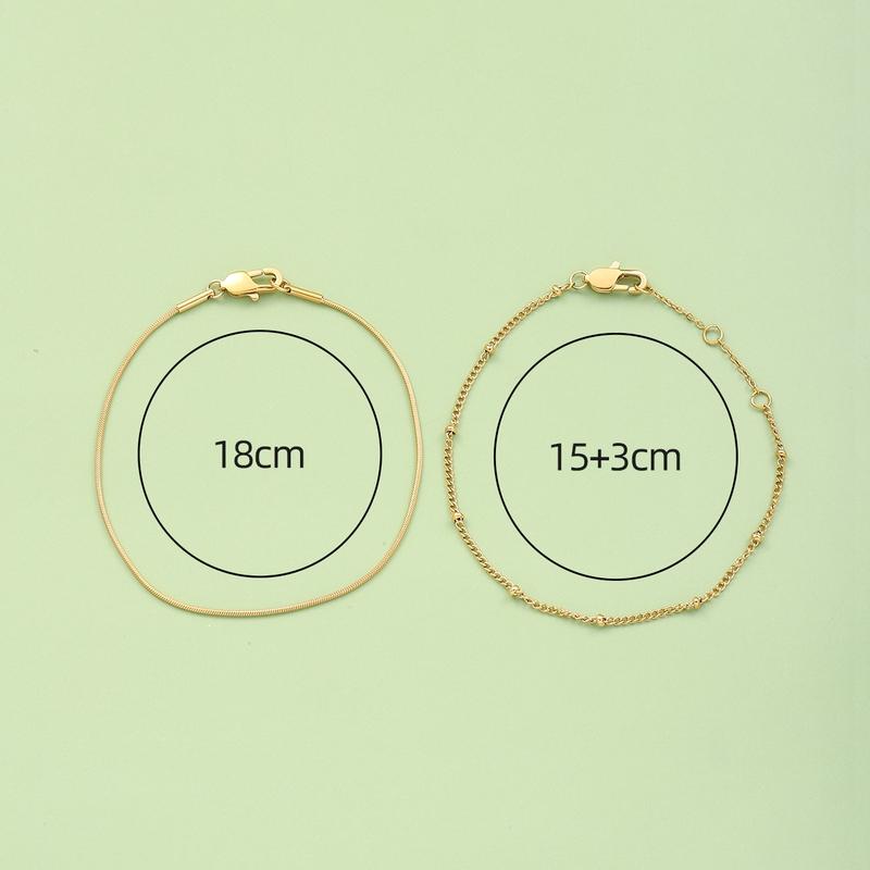 CARLIDANA Friendship 18K Gold Plated Stainless Steel Jewelry Gold Skinny Chain Bracelet Double Layer Bracelets Birthday Gift