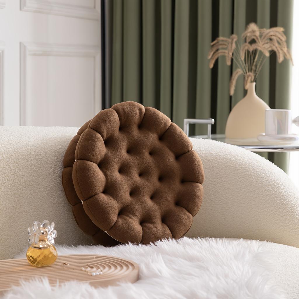 Vintage Style Cookie Sandwich Pillow Soft Faux Fur, Suitable for All Seasons, Perfect for Home Decor, Office Nap, or As a Cozy Accent