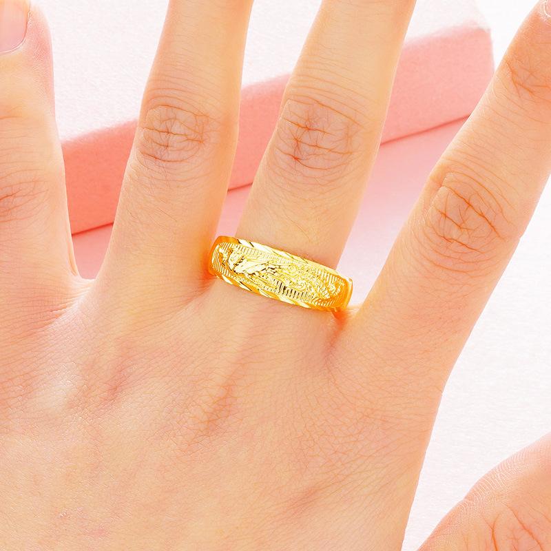 Dragon and Phoenix Open Ring, Male and Female Couple Dragon Pattern Ring