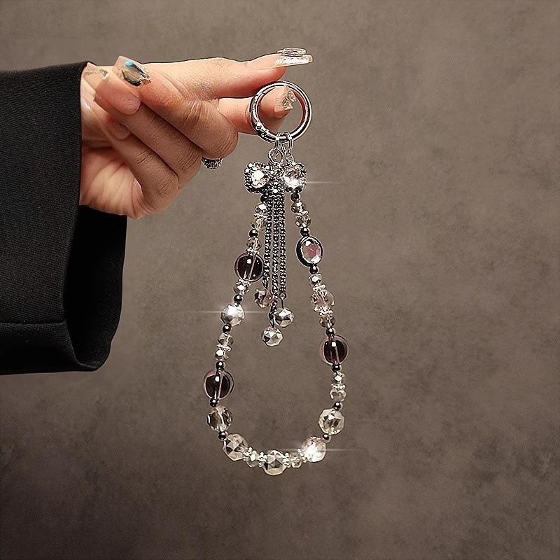 Butterfly Tassel Rhinestone Ball Phone Short Crystal Lanyard Strap Pendant Chain Anti-Lost Hand Rope Fashion Hand Chain