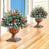 Lighted Christmas Filler Lit Xmas Trees With Golden & Red Berries Tripod Stake And LED Lights Outdoor Light Up Planter Filler