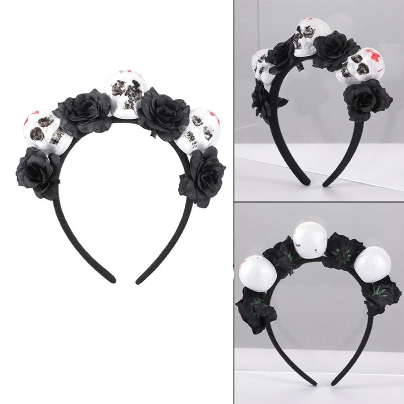 Plastic Skull Headbands For Halloween Parties Gothic Costume Accessory Portable Hair Decors