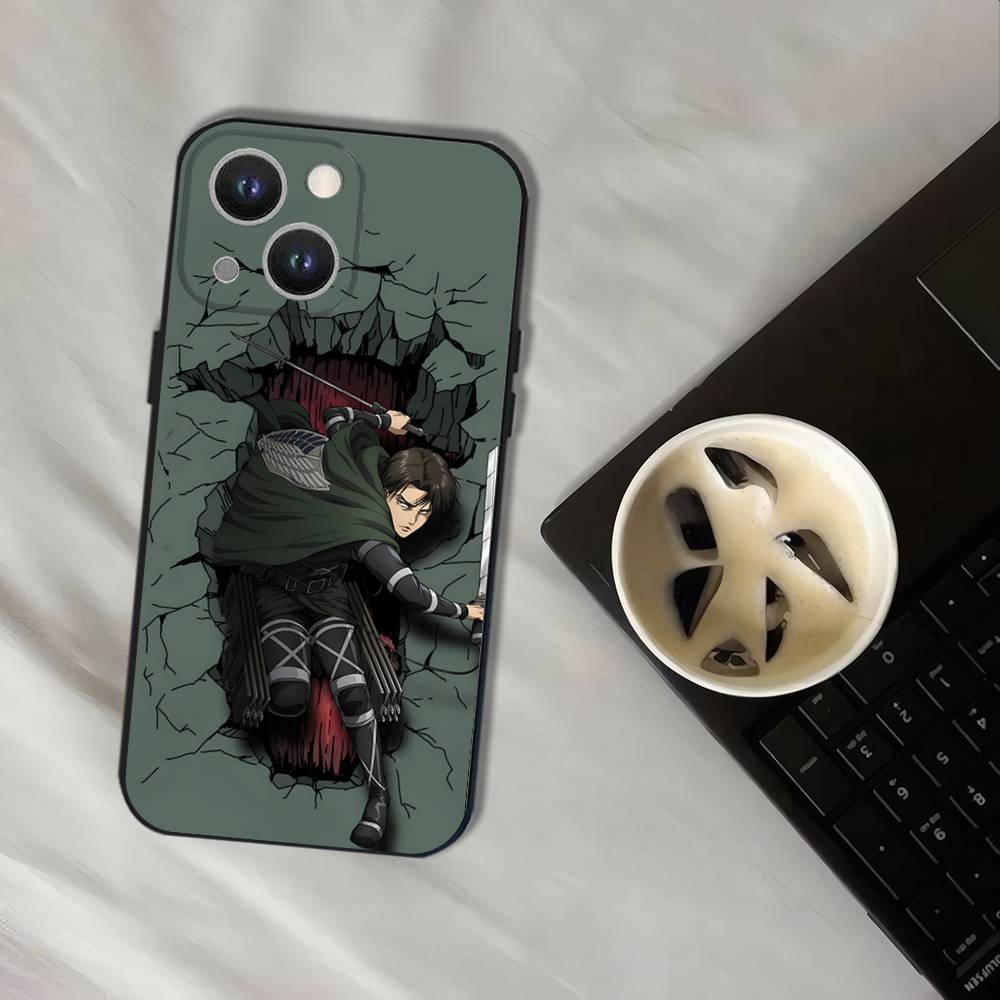 Levi Ackerman Attack On Titan Phone Case For iPhone 17,16,15,14,13,12,11,Pro,XS,Max,XR,Plus,E,SE4,Mini Black Soft Cover