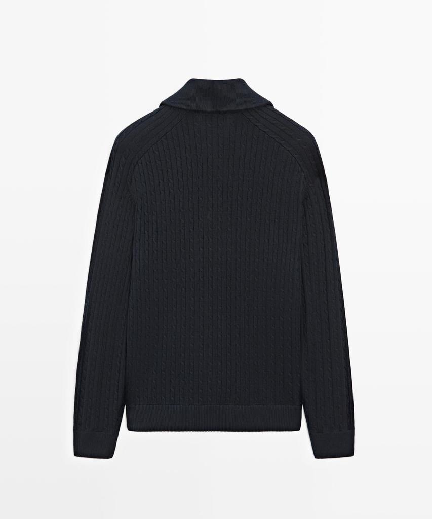 Massimo Dutti Cotton Cable Knit Zip-Up Cardigan
