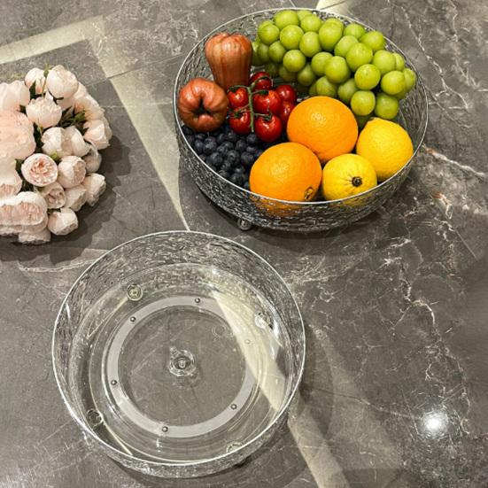 Rotating Snack Tray for Coffee Table 360-degree Spinning Fruit Nut Serving Platter Deep Edge Large Capacity Space-Saving Candy Holder