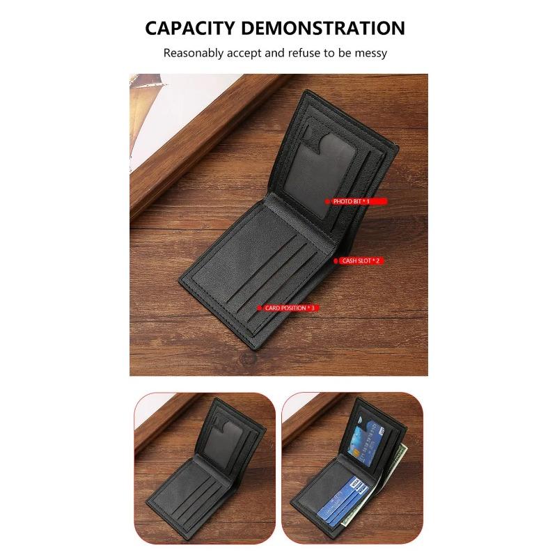 Portofel scurt pentru bărbați, piele PU, pentru bărbați subțiri, buzunar pentru monede, în stil coreean, poșetă din piele multifuncțională pentru cumpărături Suport carduri de credit