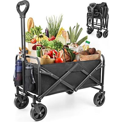 5 Inch Foldable Trolley Wagon Utility Garden Cart Collapsible Outdoor Camping Cart with Silent Universal Wheels